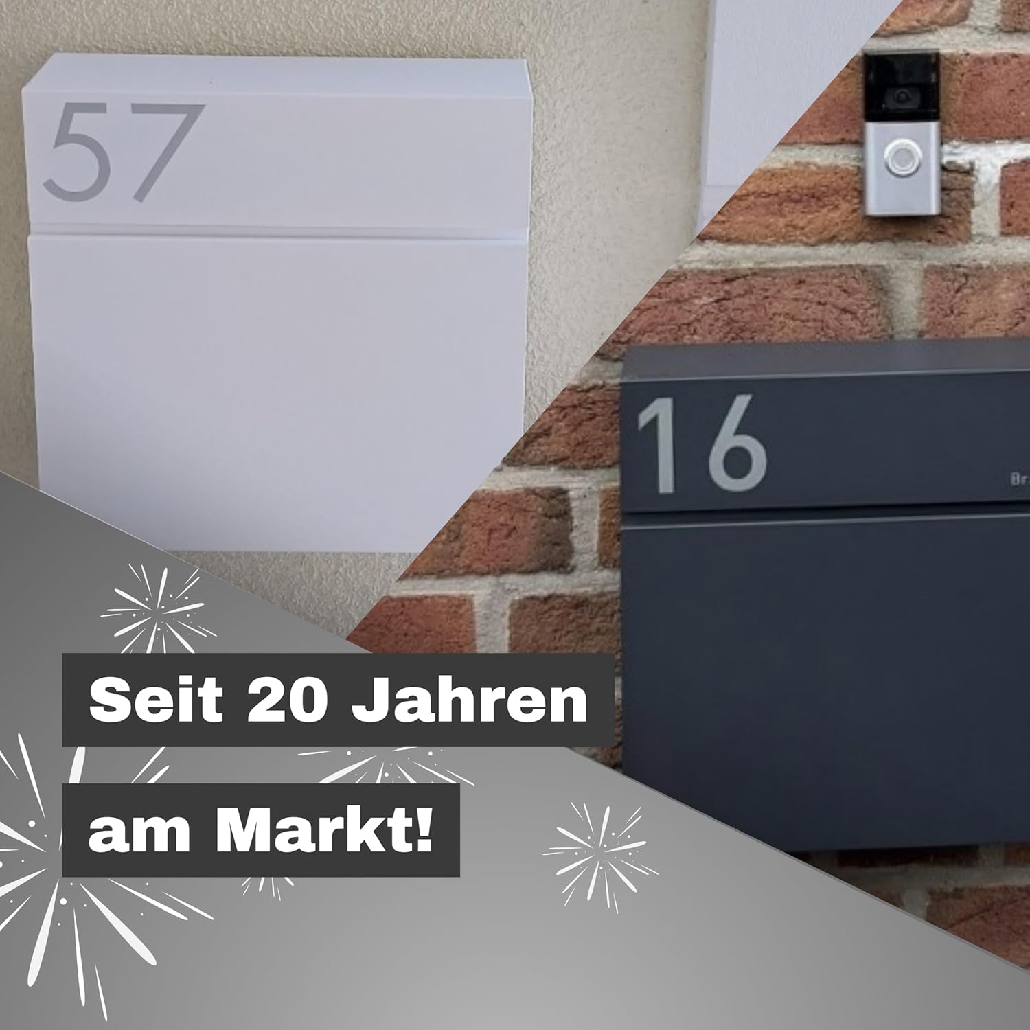 Radius Designer Briefkasten Edelstahl - Briefkasten mit Zeitungsfach für Zeitungsrolle - Postkasten Briefkästen inkl. Montagematerial aus DE – Letterman M Edelstahl
