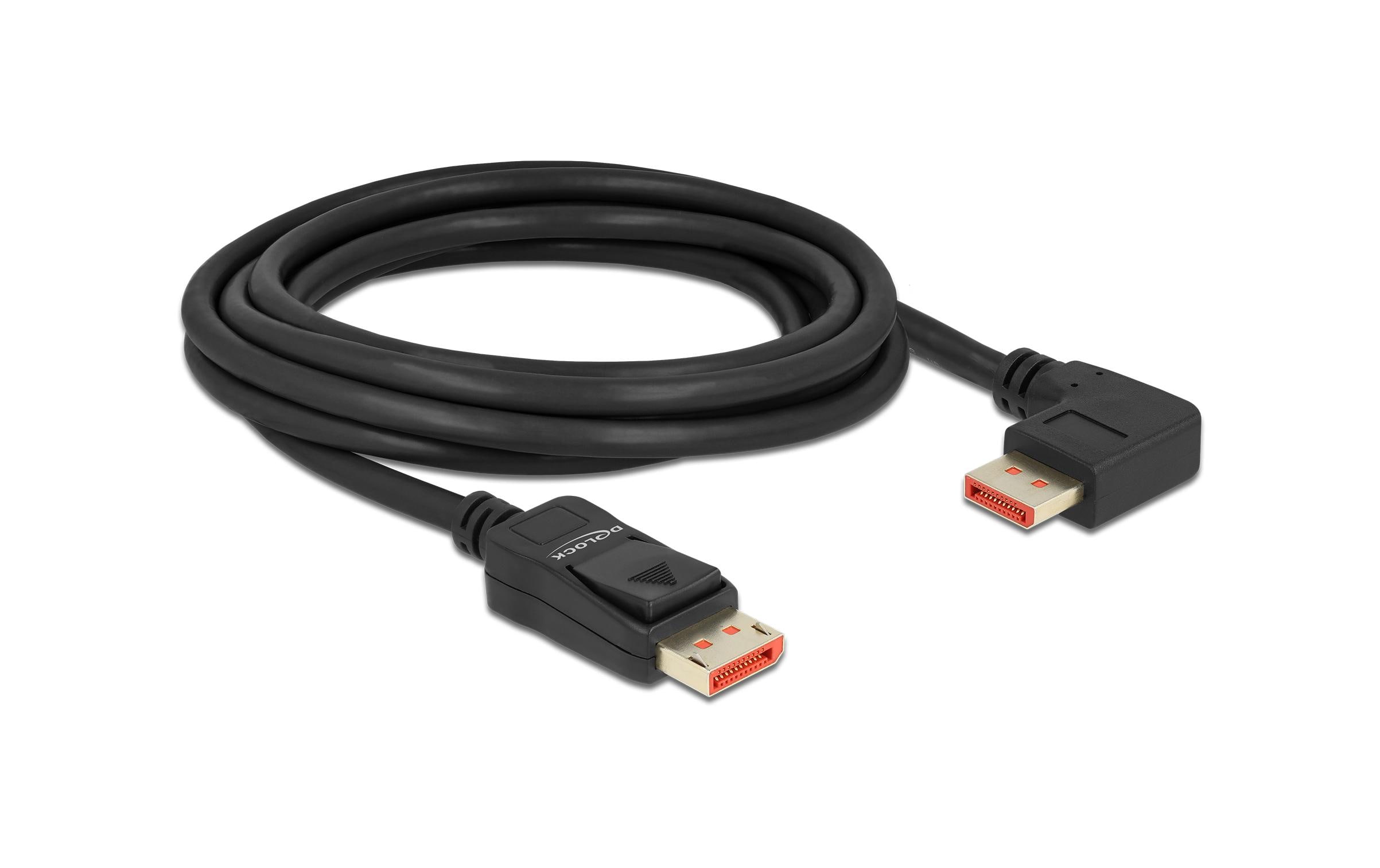 Kabel Rechts gewinkelt DisplayPort - DisplayPort, 3 mDisplayPort Kabel Stecker gerade zu Stecker 90° rechts gewinkelt 8K 60 Hz 3 m