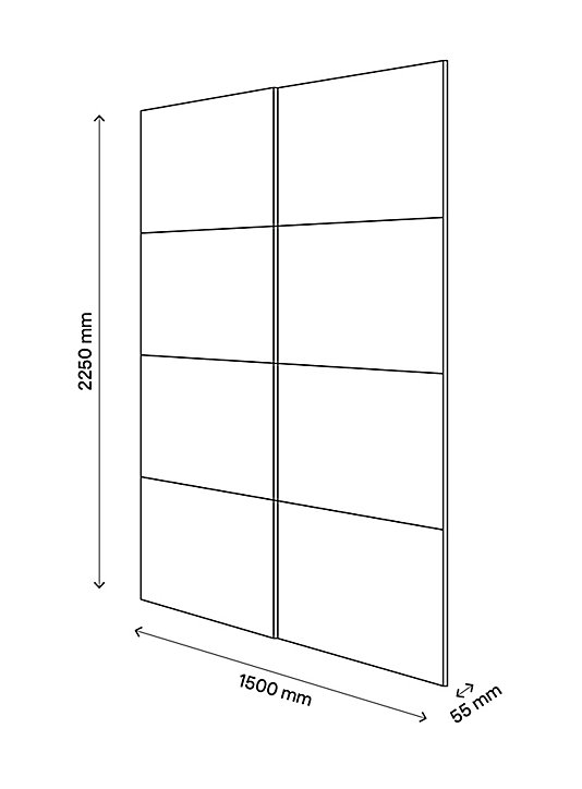 Portes de placard coulissantes 2 vantaux panneaux effet chêne GoodHome Atomia H. 225 x L. 150 x ép. 5,5 cm