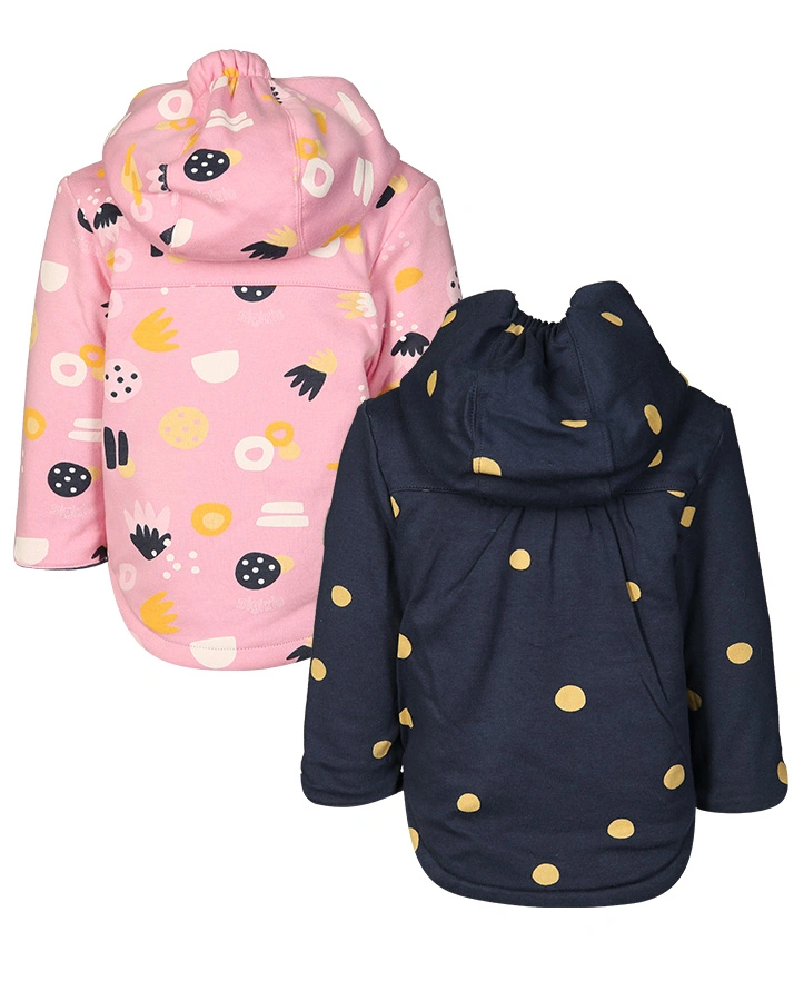 Wende-Kapuzenjacke FUNKY DOTS in rosa/blau
