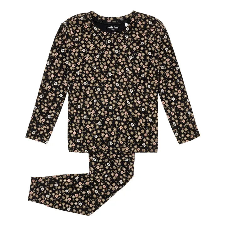 Petit Lem Pyjama Coton Bio Fleurs | Noir