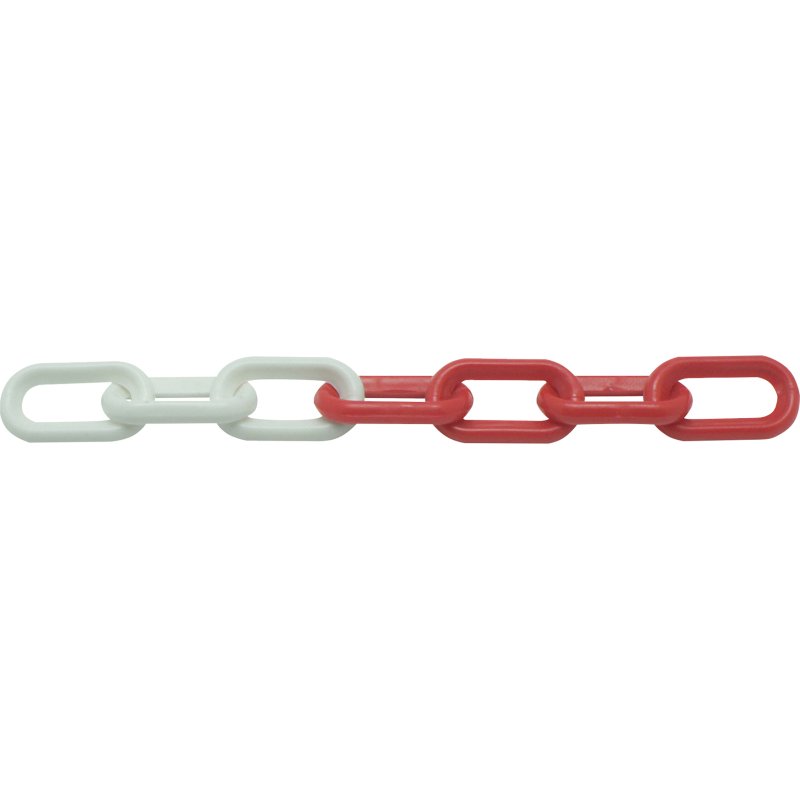 Chaîne plastique 8 mm rouge/blanc - sachet de 5 m