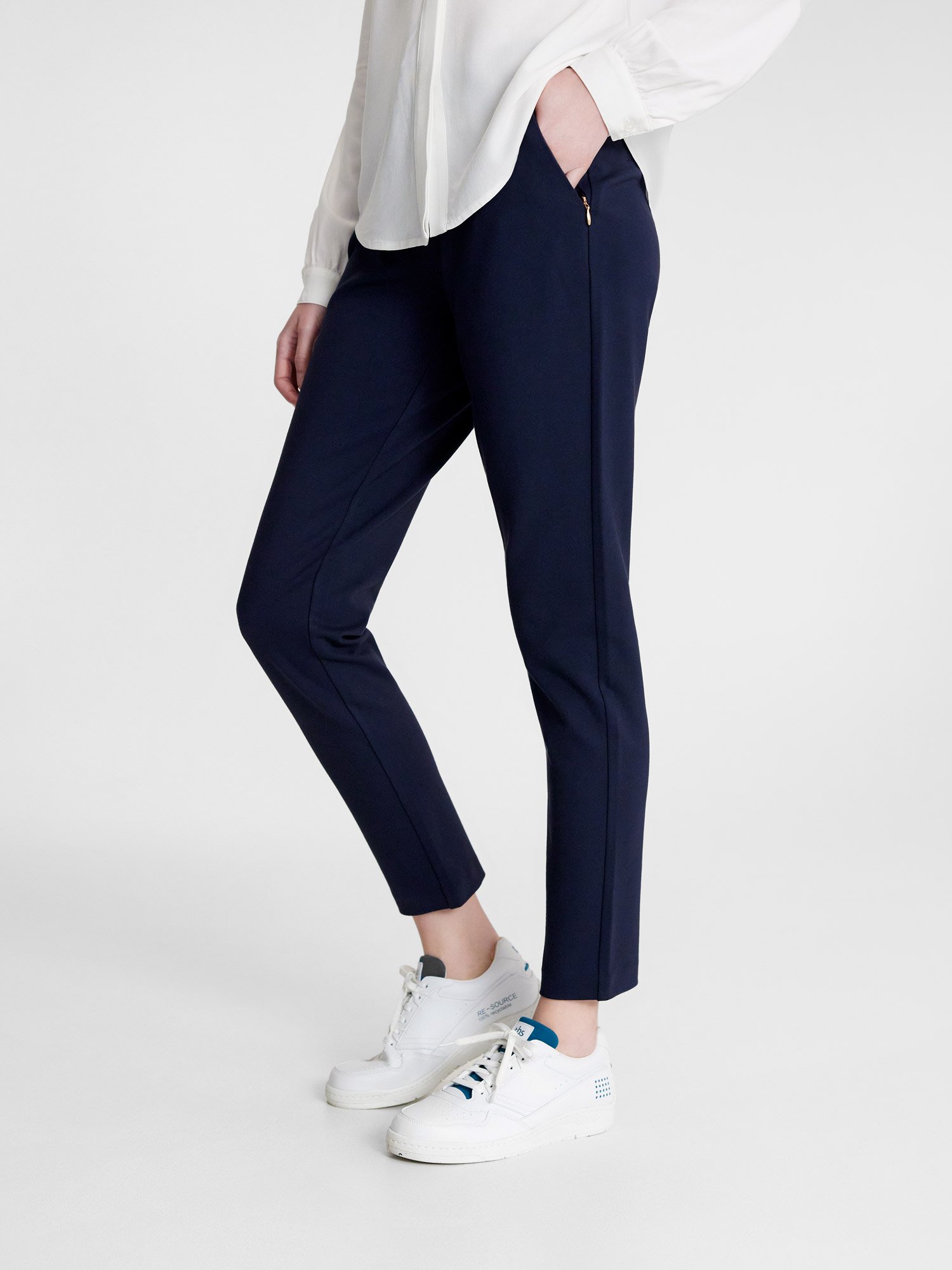 Pantalon Chino Femme Stretch Marine