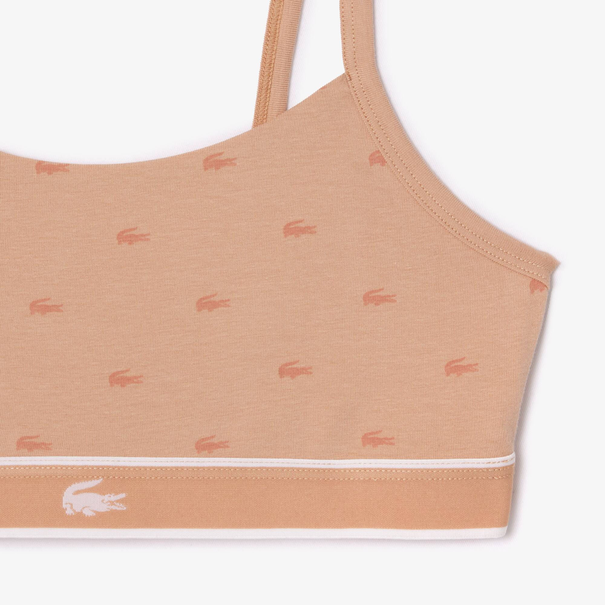 Brassière avec imprimé crocodile en coton stretch Brassières - Rose - Lacoste - Femme