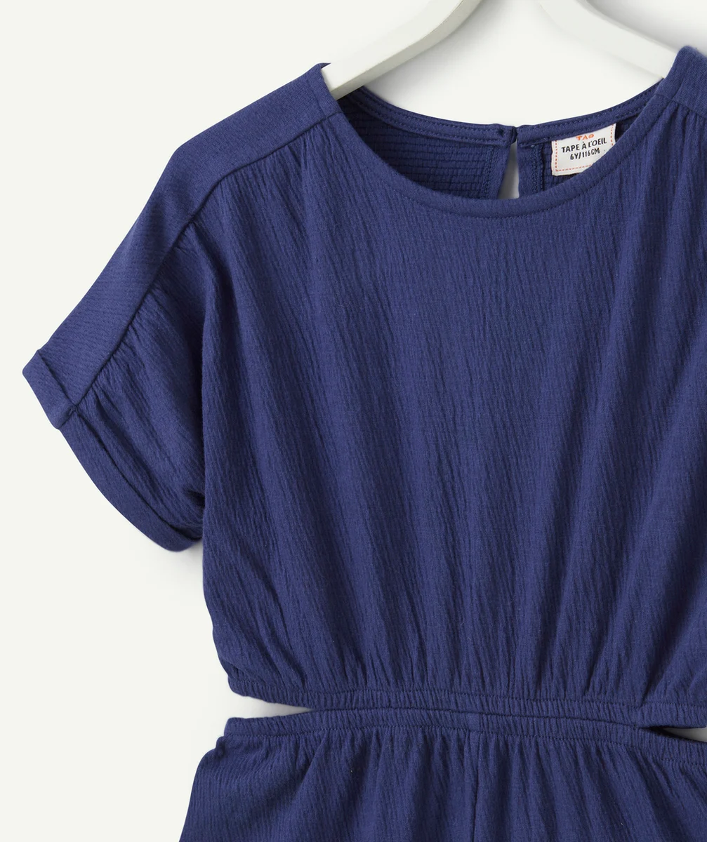 COMBINAISON EN MAILLE ET FIBRES RECYCLÉES BLEU AVEC OUVERTURES