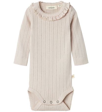 Lil' Atelier Body L/æ - NbfRachel - Grey Morn m. Lochmuster