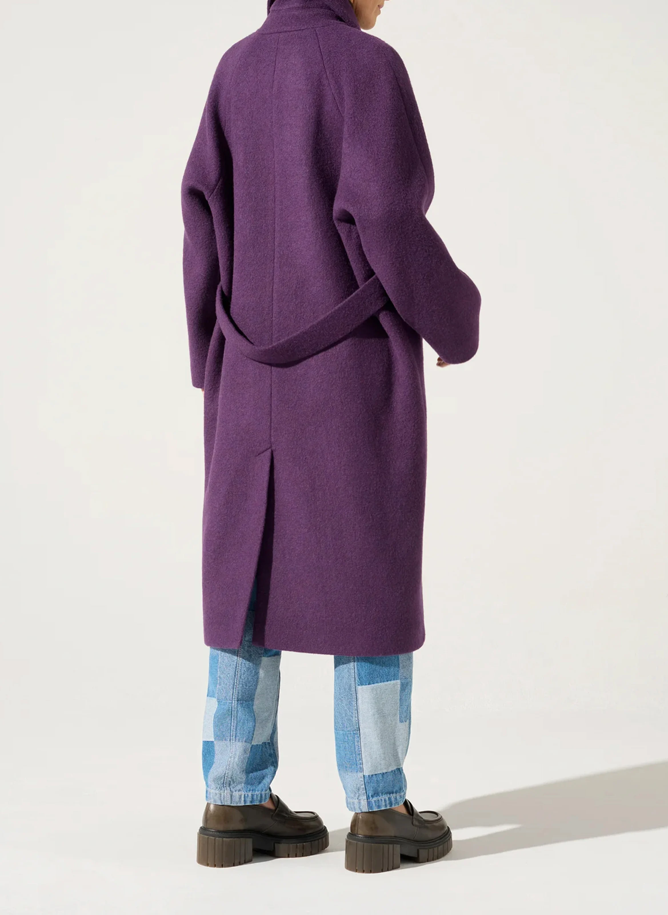 Manteau col tailleur en laine mélangée | Rouge