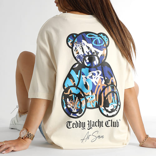 Tee Shirt Oversize Large Femme Art Series Blue Beige