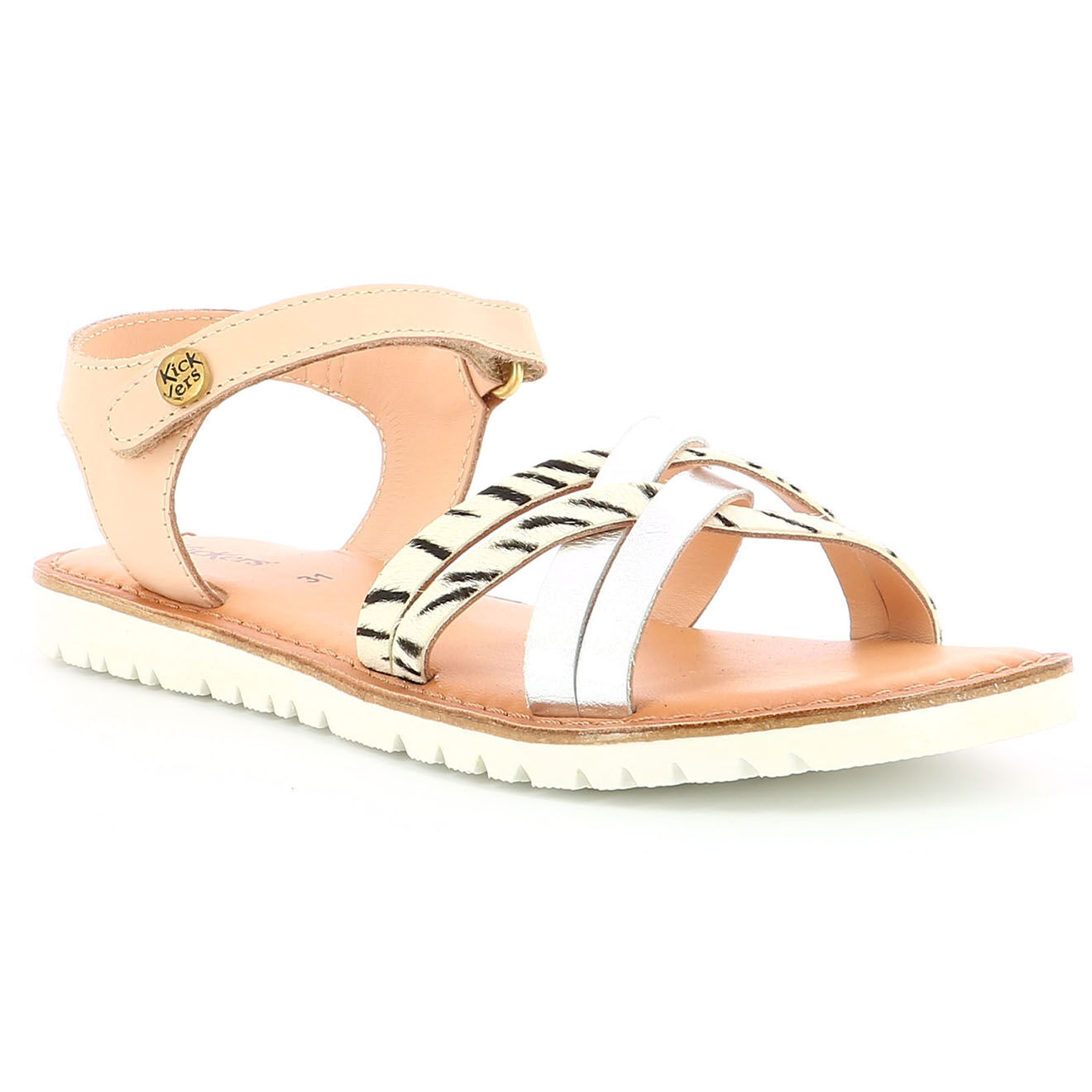 Kickers Sandales en Cuir Betternew zèbre argentées