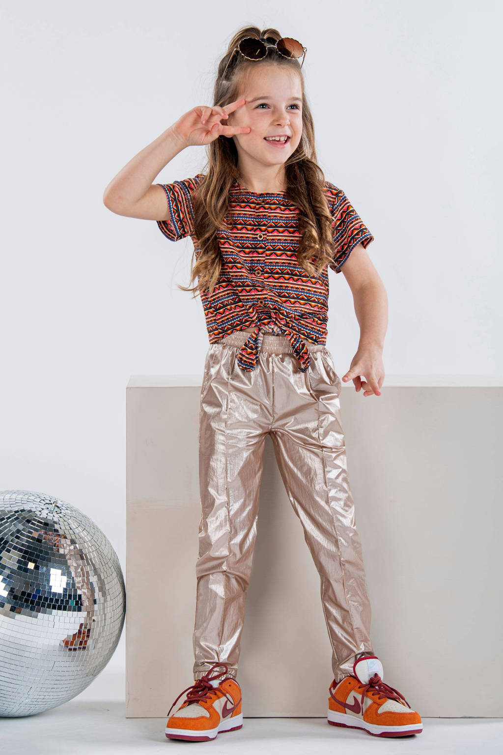 metallic tapered fit broek Bette rozegoud
