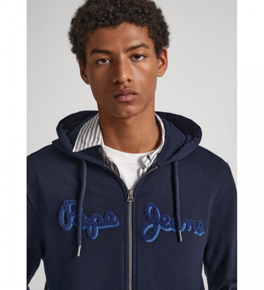 Moletom Pepe Jeans Ryan com zíper, cor azul marinho