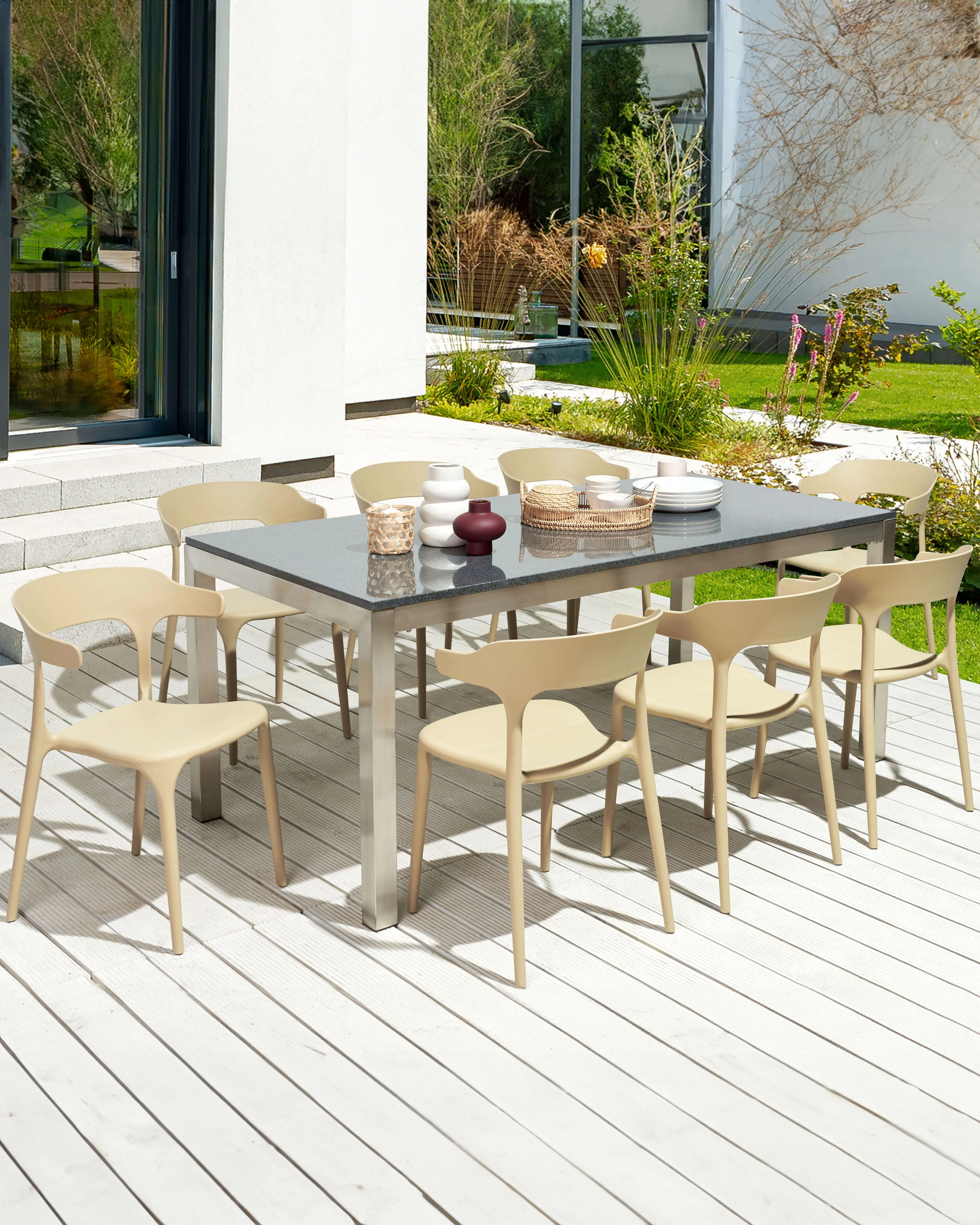Set van 8 eetkamerstoelen GUBBIO Zandbeige