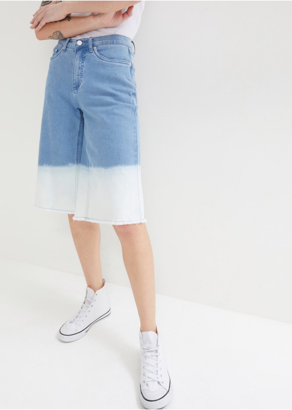 Bermuda en jean extensible dip dye