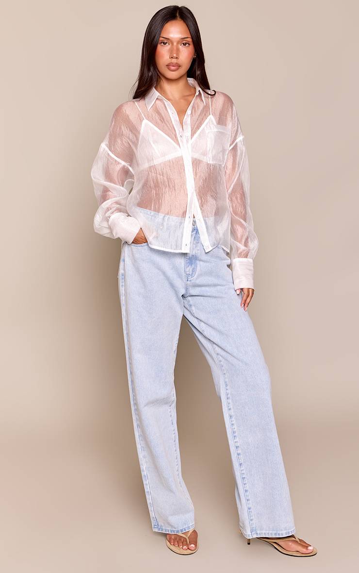 Blanc Chemise Oversize En Organza