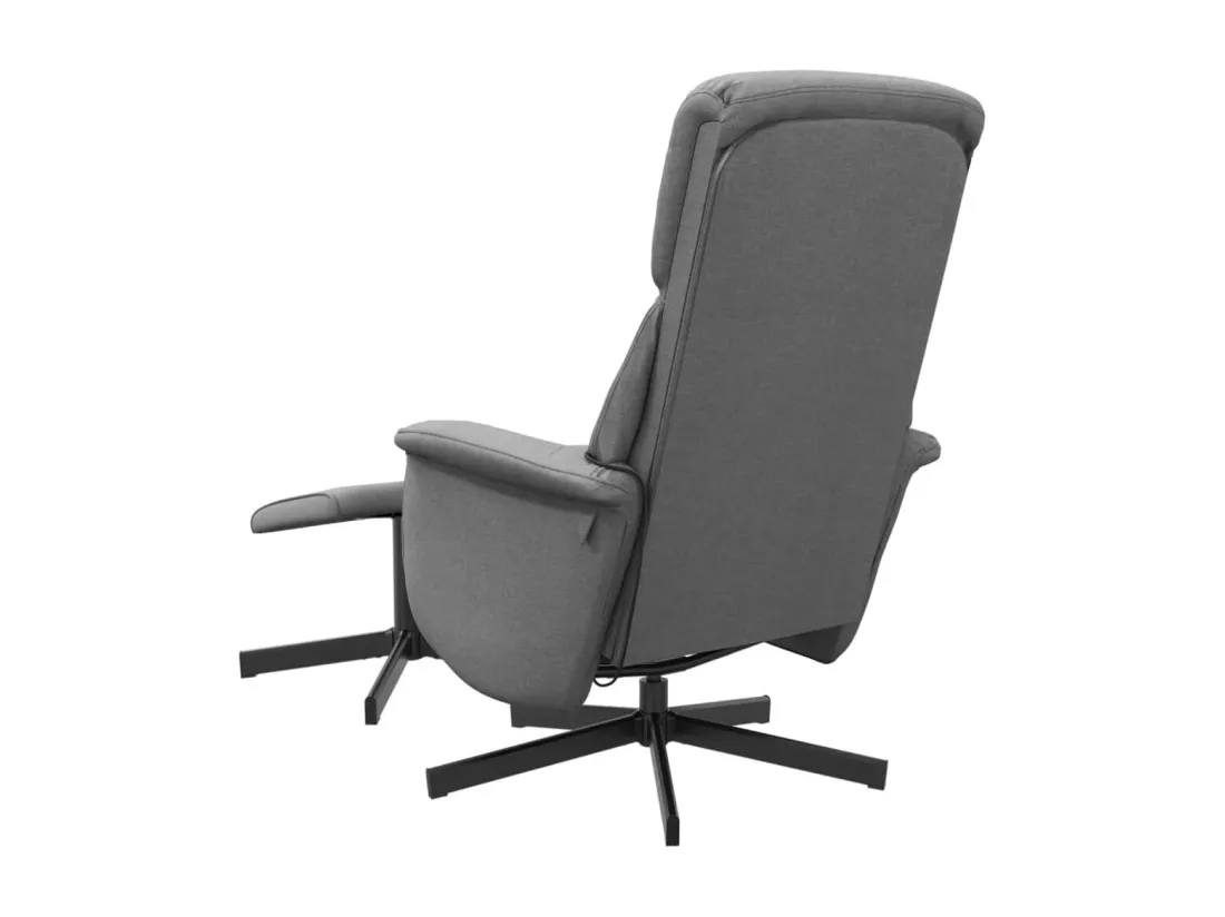 Fauteuil massant inclinable et repose-pieds gris foncé tissu