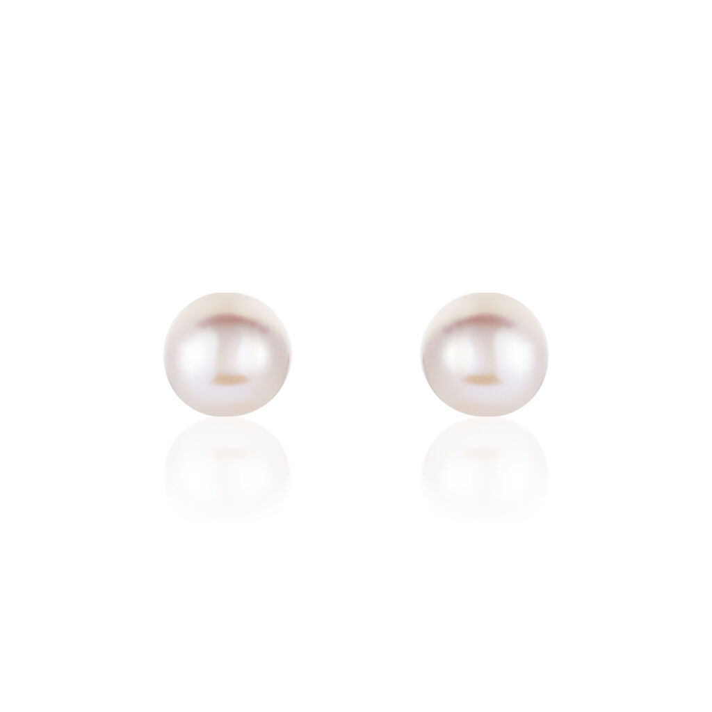 Boucles D'oreilles Puces Kesya Nacres Bouton Or Jaune Perle De Culture