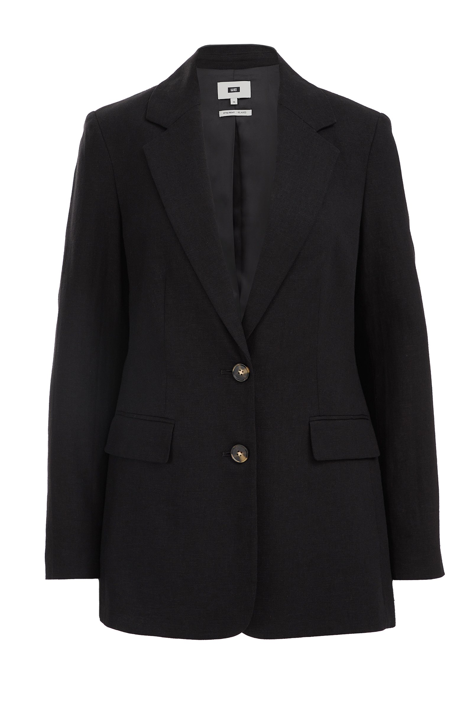 regular fit blazer van linnenmix WE Fashion Zwart