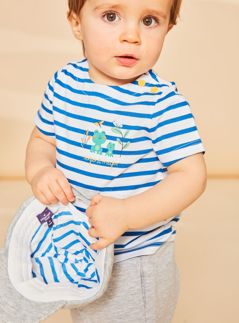 T-shirt bleu roi à imprimé à rayures