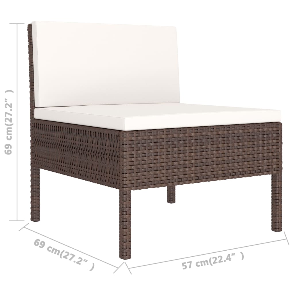 Salon de jardin meuble d'extérieur ensemble de mobilier 10 pièces avec coussins résine tressée marron