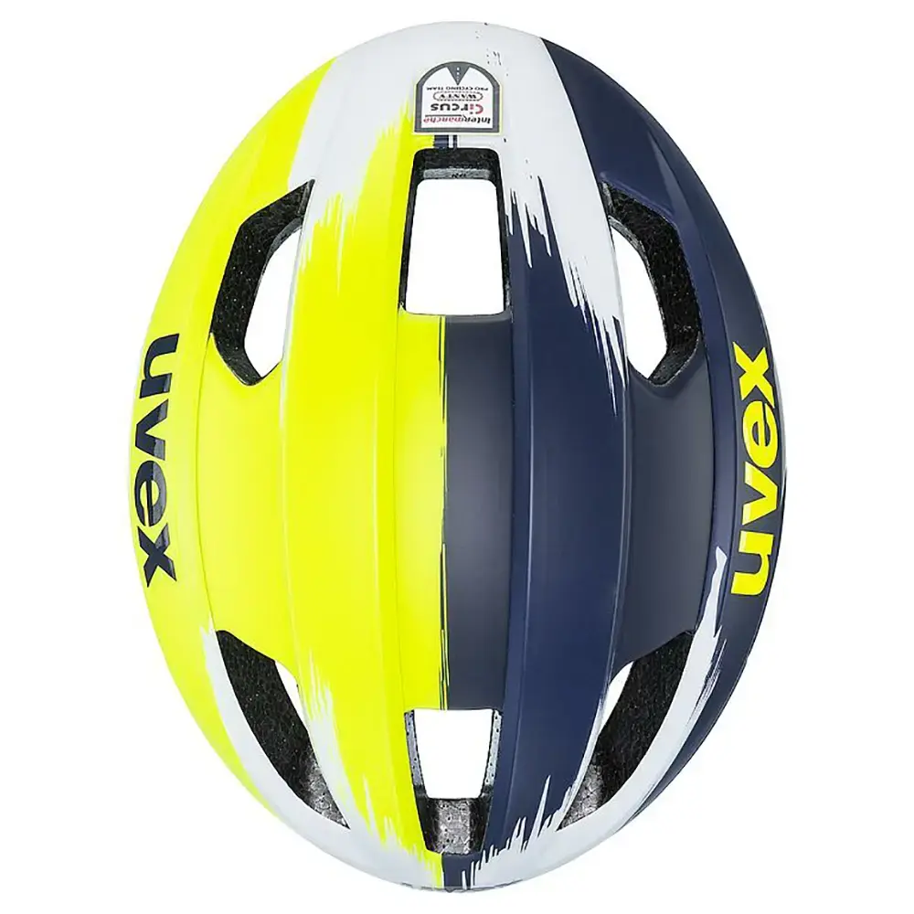 Uvex Rise Pro MIPS Race Fietshelm Intermarché-Wanty Blauw/Geel