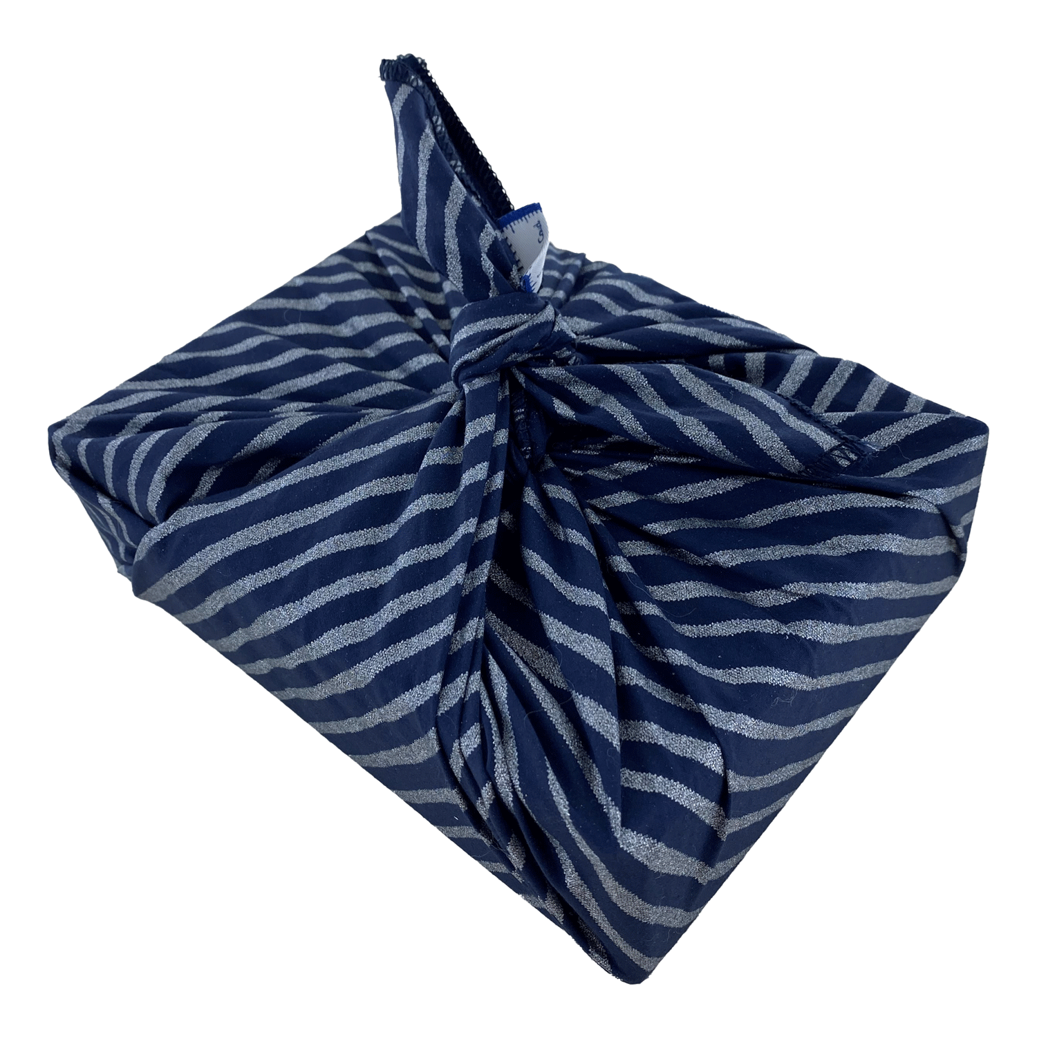 Furoshiki Moyen 48 X 48 Cm Rayé Argent Marine