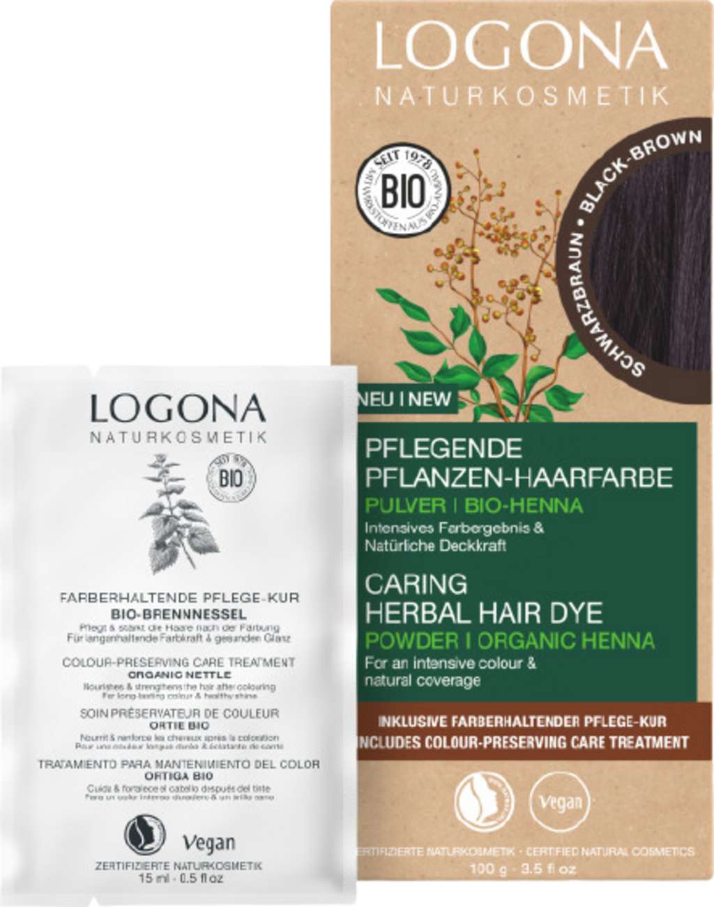LOGONA  Pflanzen-Haarfarbe Pulver Kaffeebraun, 100 g