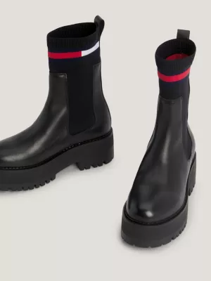 Botas Chelsea de plataforma em couro com sola de sola