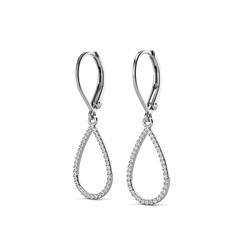 Boucles d'oreilles Laelia Dangling Hoop - Argenté et cristal