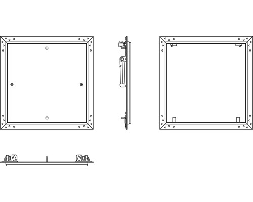 AluNova toegangsluik met 12,5 mm gipsplaatinzetstuk en veiligheidspal van 200 mm x 200 mm.