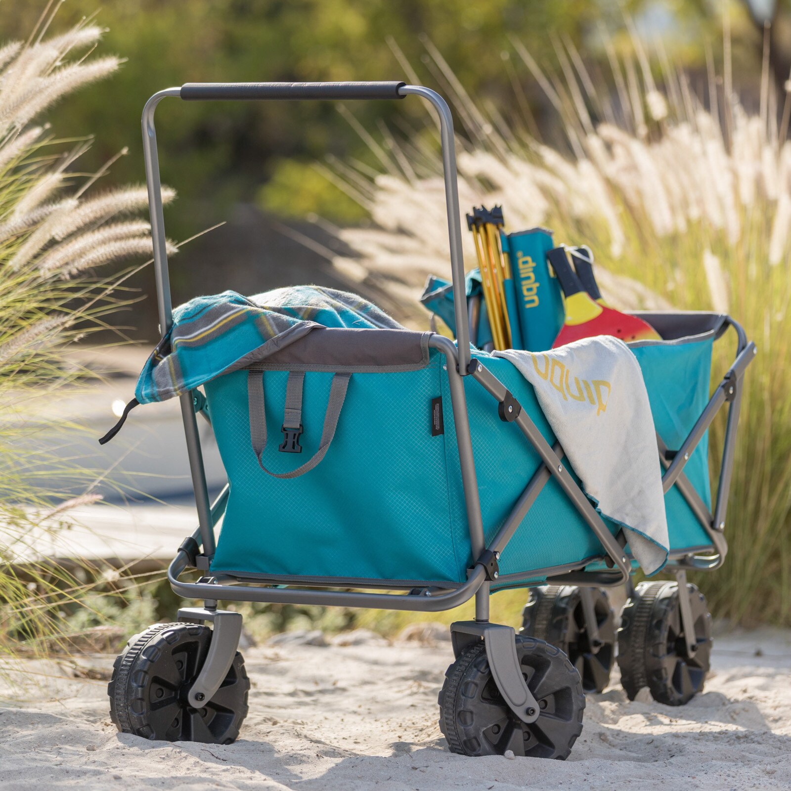 UQUIP Strand Bollerwagen Buddy Handwagen Transport Karre Garten Wagen Faltbar Farbe: Blue/grey