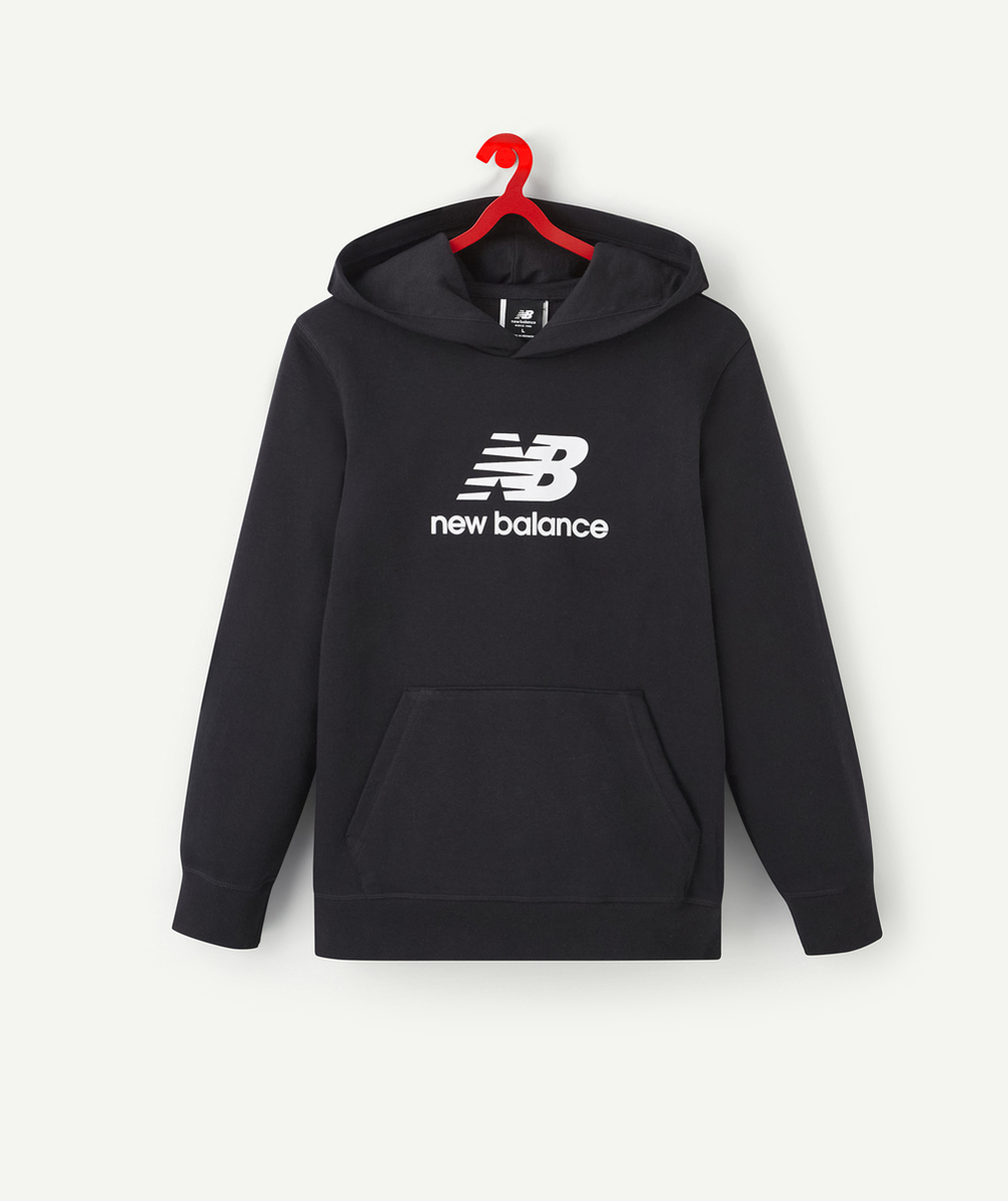 NEW BALANCESWEAT À CAPUCHE NOIR GARÇON ESSENTIALS STACKED LOGO
