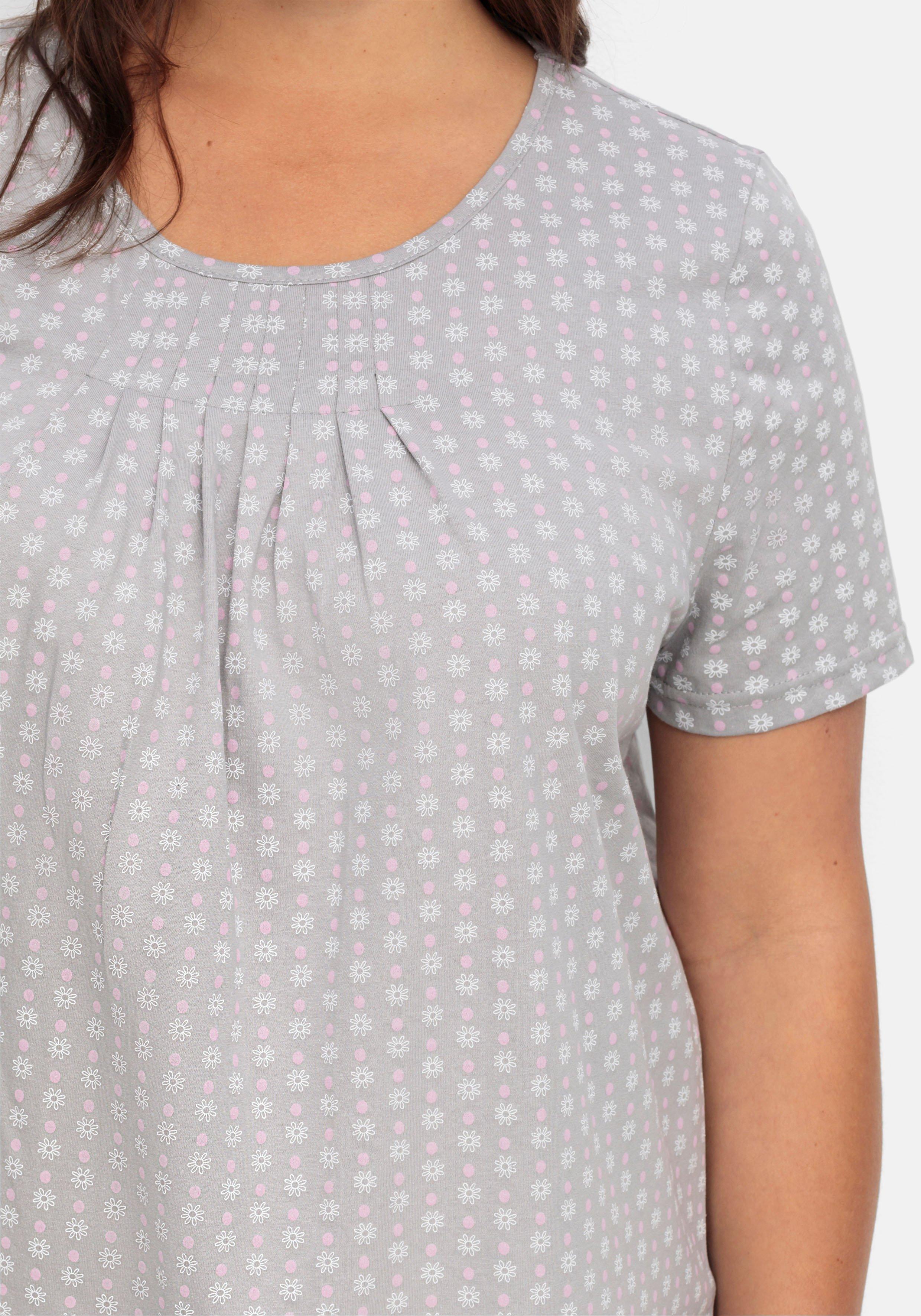 Shirt mit Falten am Ausschnitt und Minimalprint