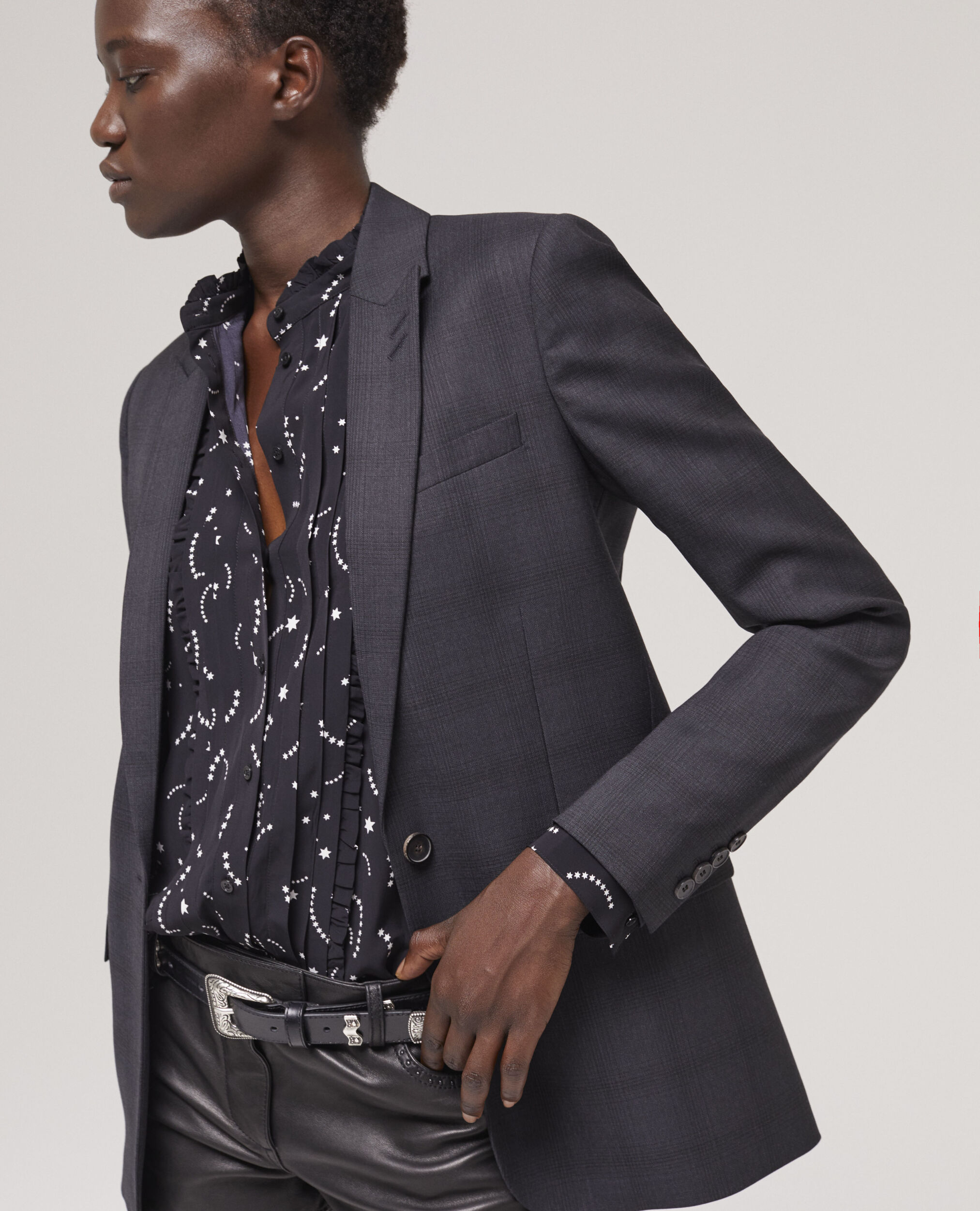 Veste de costume en laine à carreaux