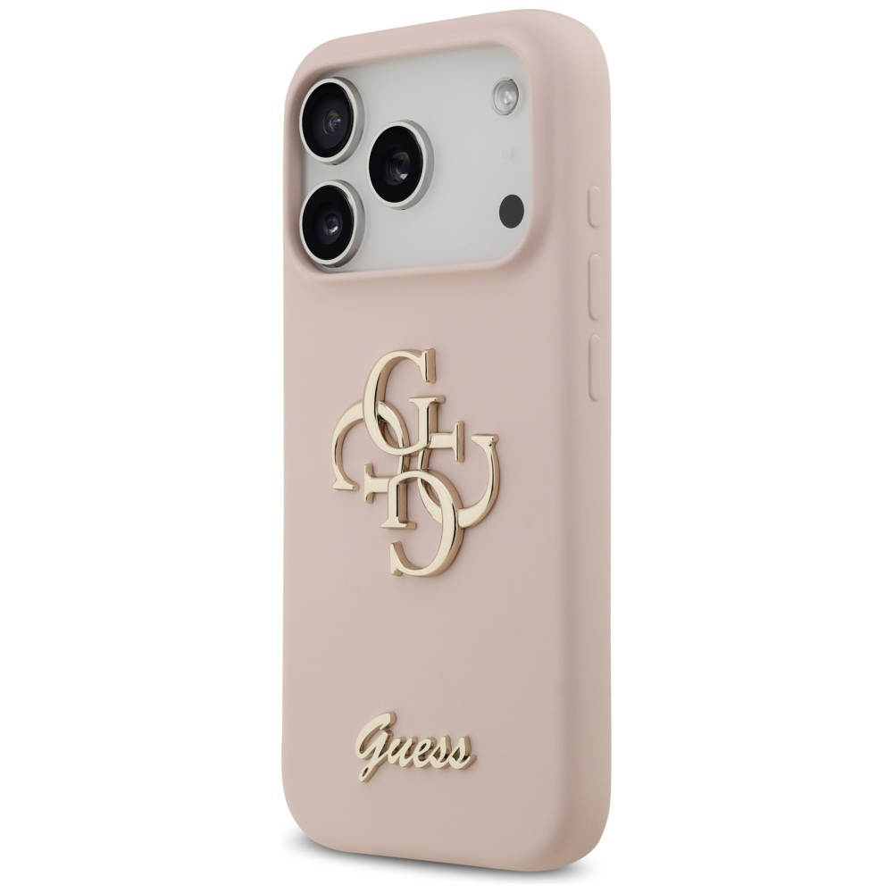iPhone 17 Pro Silikon Hardcase Hülle Big 4G Script (GUHCP17LSC4GSMP) - Rosa
