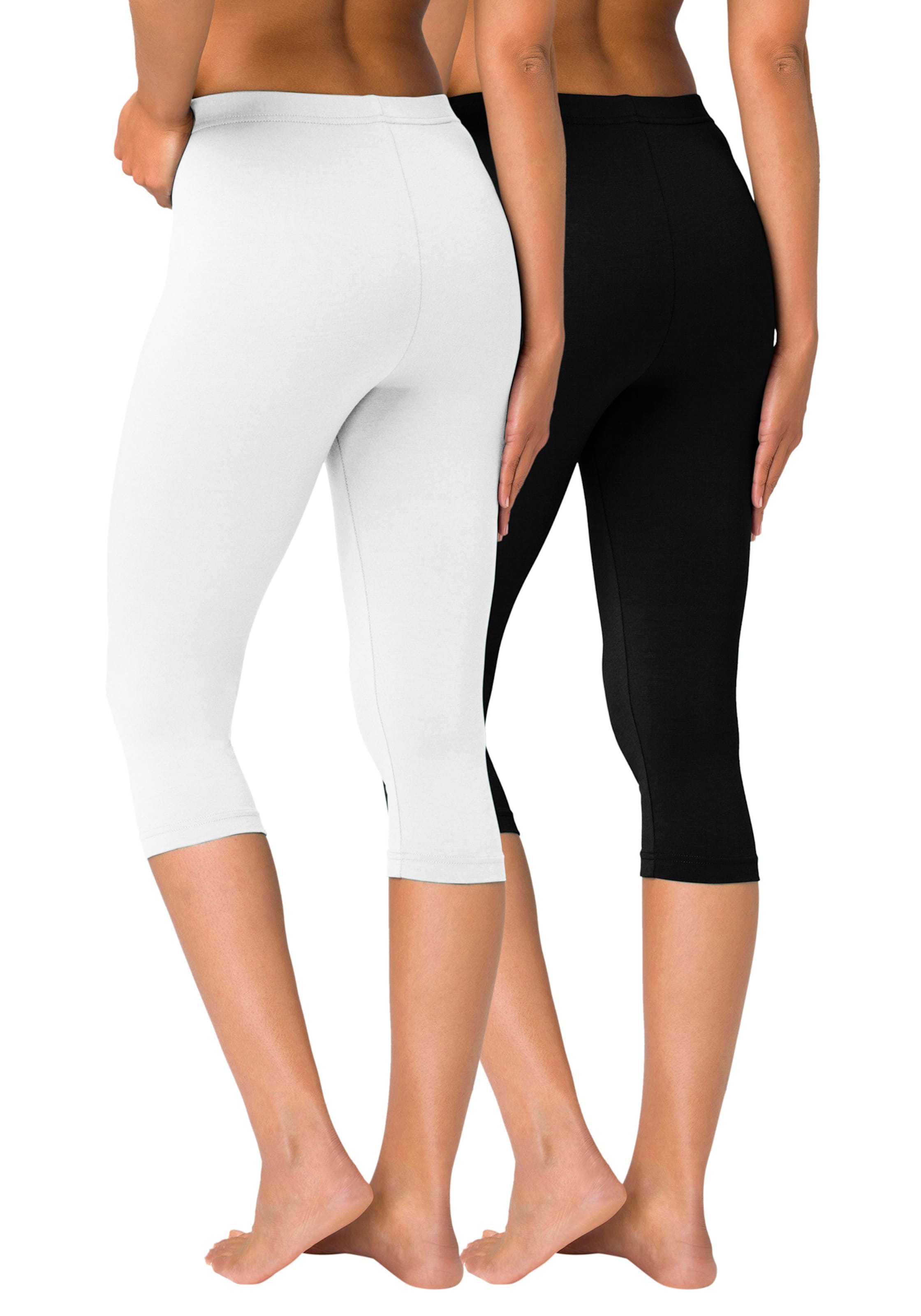 Caprileggings in 1x weiß, 1x schwarz