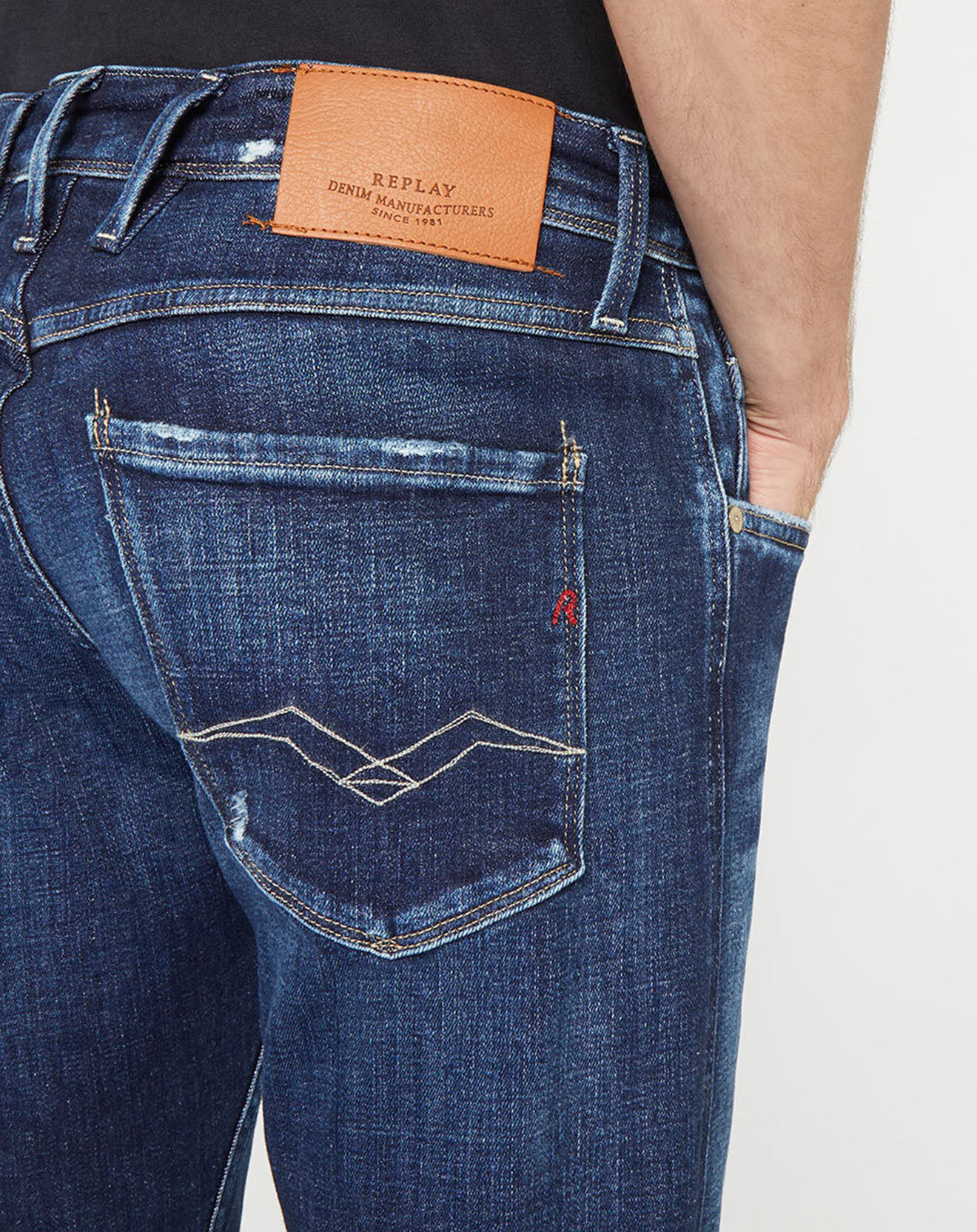 Replay Jean Slim Aged Eco Anbass bleu foncé