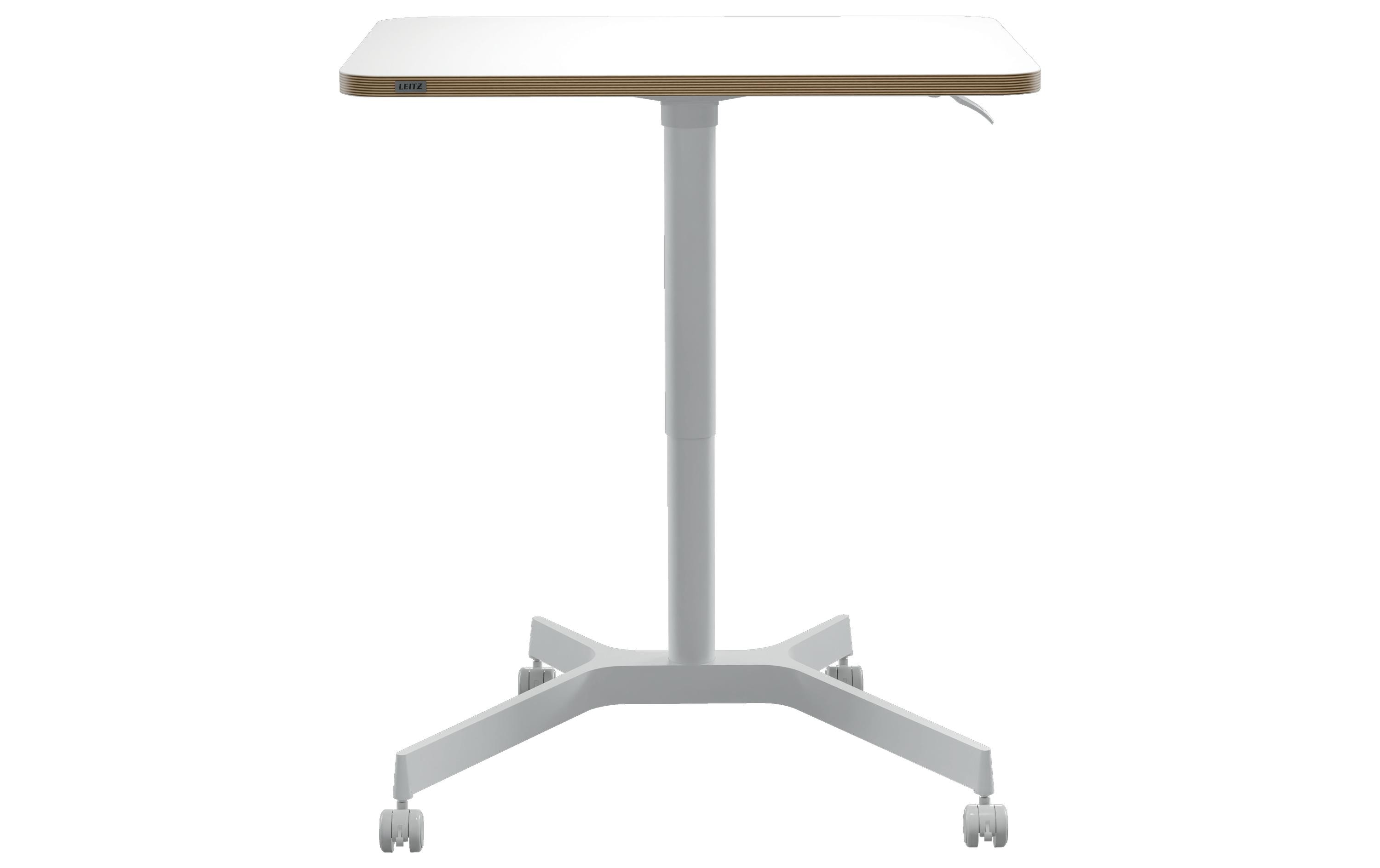 Ergo, höhenverstallbarer Sitz-/Steh-Schreibtisch Weiss<br>Pneumatisch höhenverstellbarer Schreibtisch mit Rollen