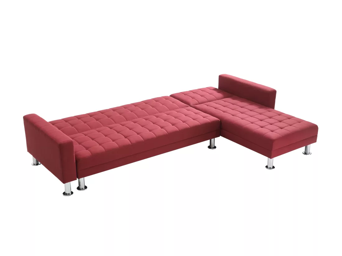 Canapé d'angle convertible et réversible en tissu rouge WILLIS II