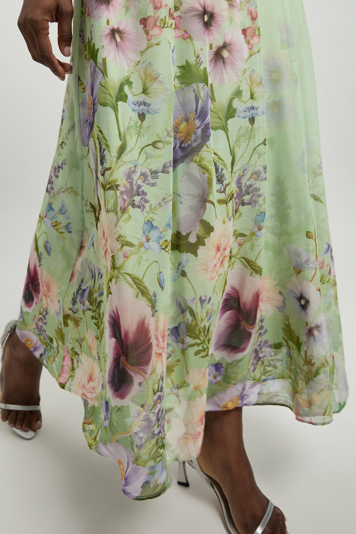 KarenMillen Robe Longue En Mousseline À Imprimé Floral Et Col Licou Petite