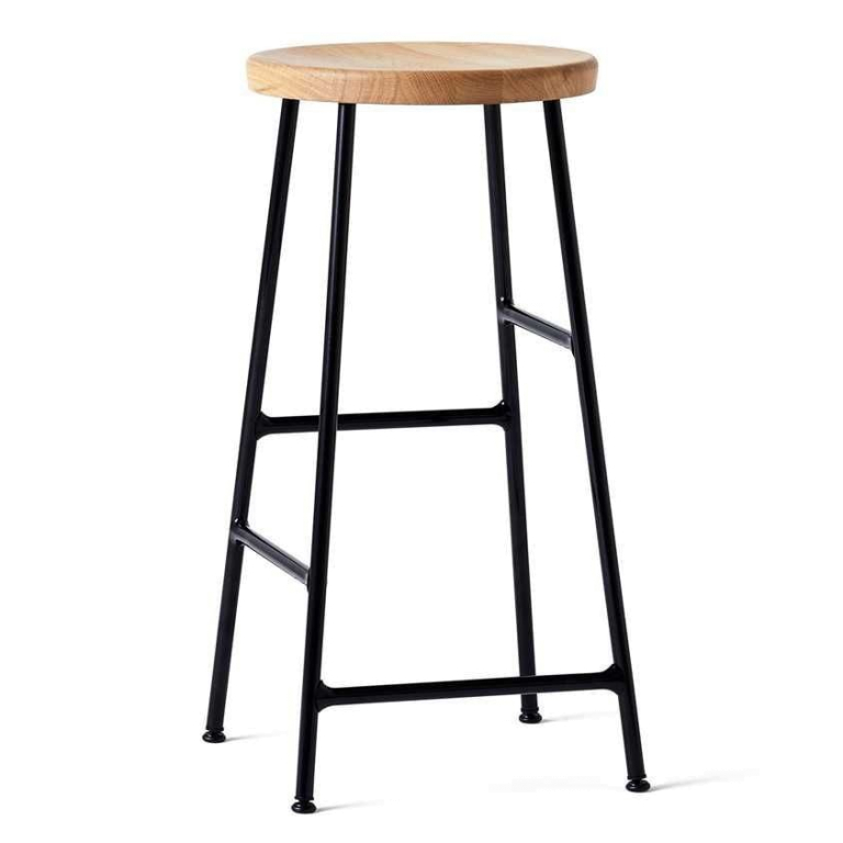 Hay Cornet barkruk 65cm oiled oak, onderstel zwart gepoedercoat