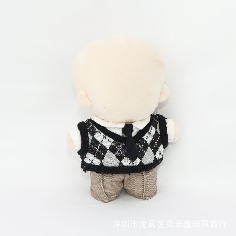 Masoom - Set: Argyle kraagtop + broek poppenkleding - 10 cm