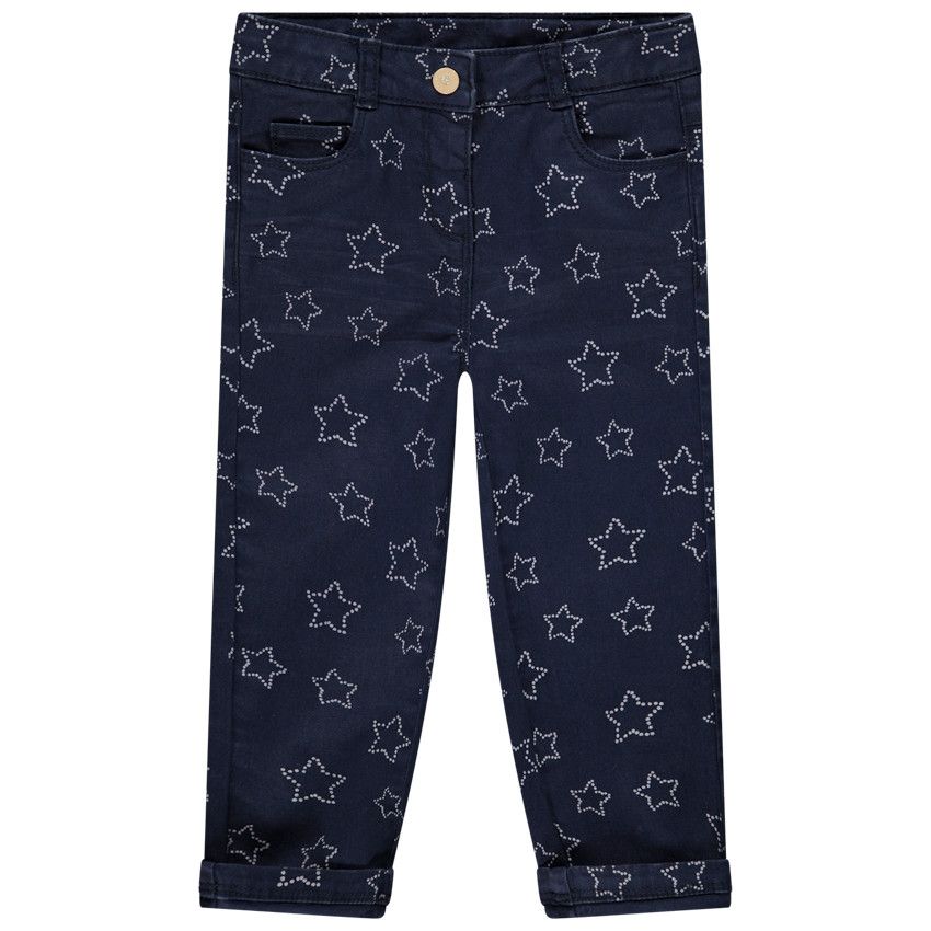 Pantalon slim en twill imprimé pour bébé fille - Bleu marine