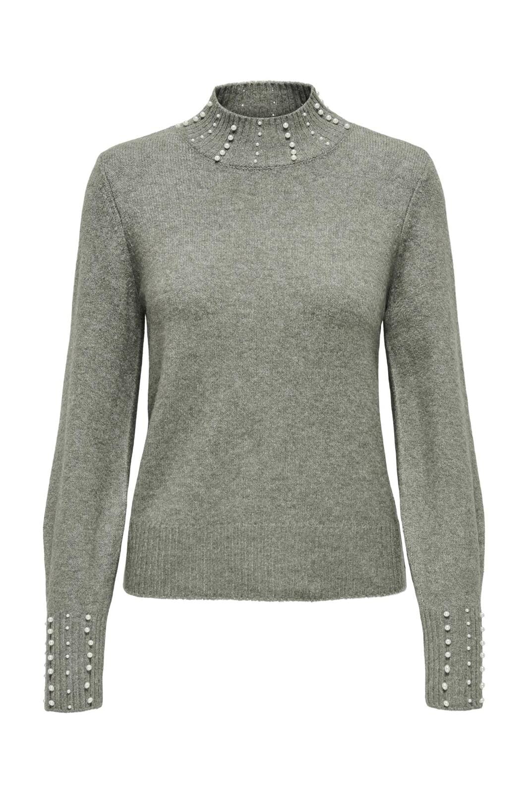 JDY Jdyrue Life L/S Hn Pearl Detail Pull Knt 4622633 castor gray white pearls