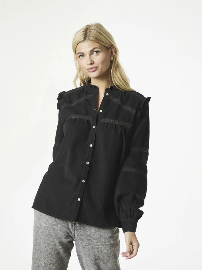 Neo Noir Isala Corduroy Shirt Black
