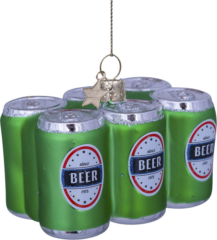 Vondels Ornament glas grøn six-pack dåseøl H6cm Green