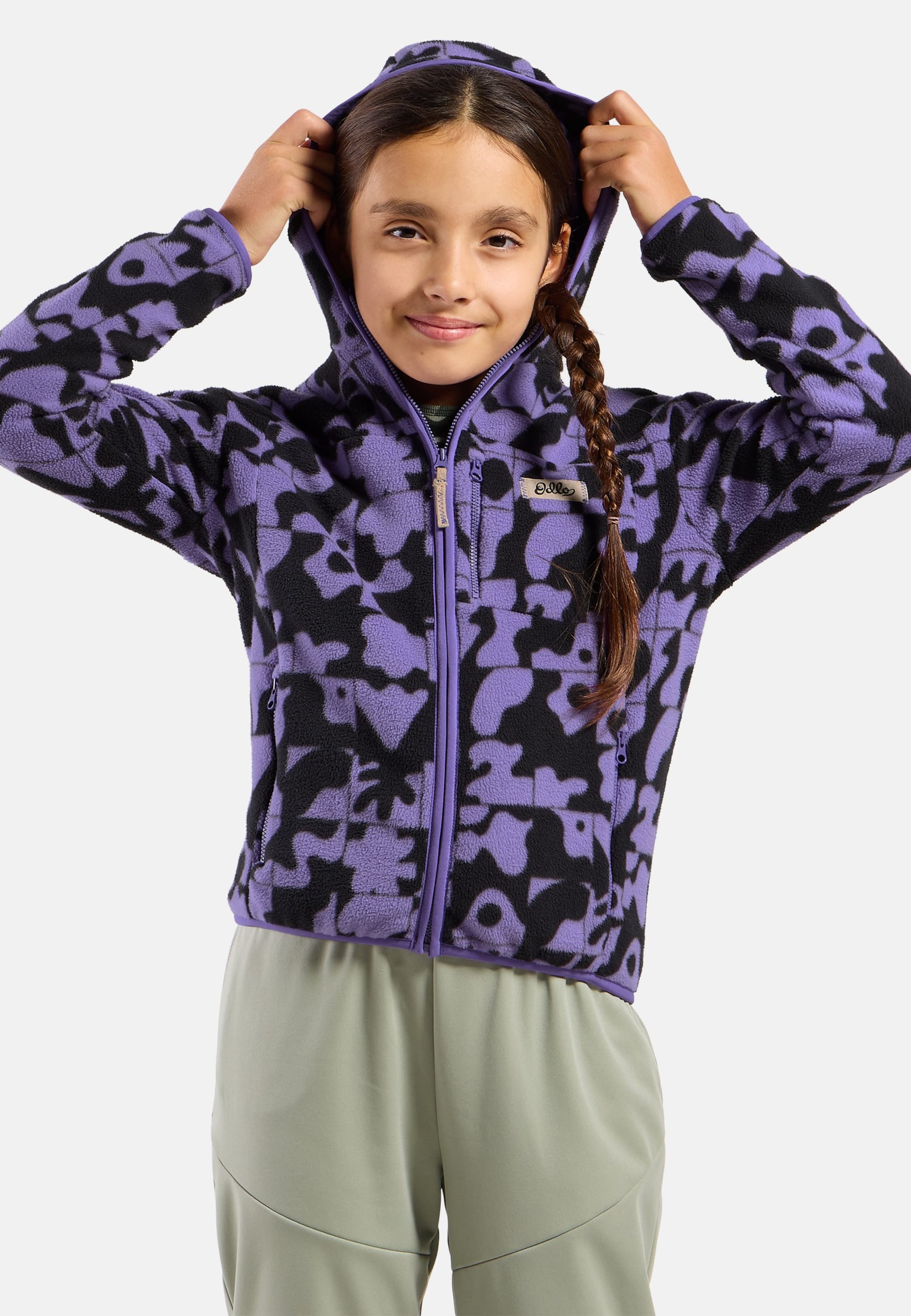 Adventurer Fleecejacke mit Kapuze und Print in afterparty