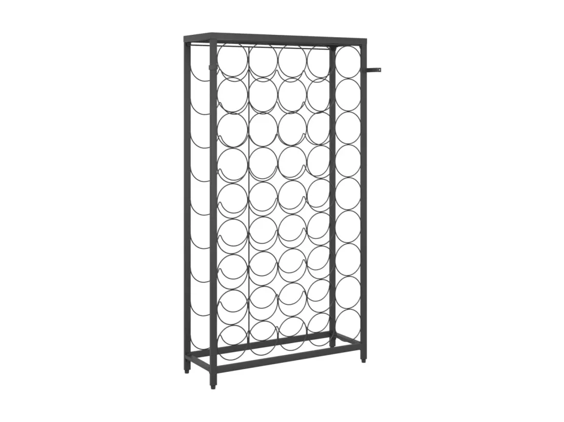 Casier à bouteilles de 45 bouteilles noir 54x18x100 fer forgé