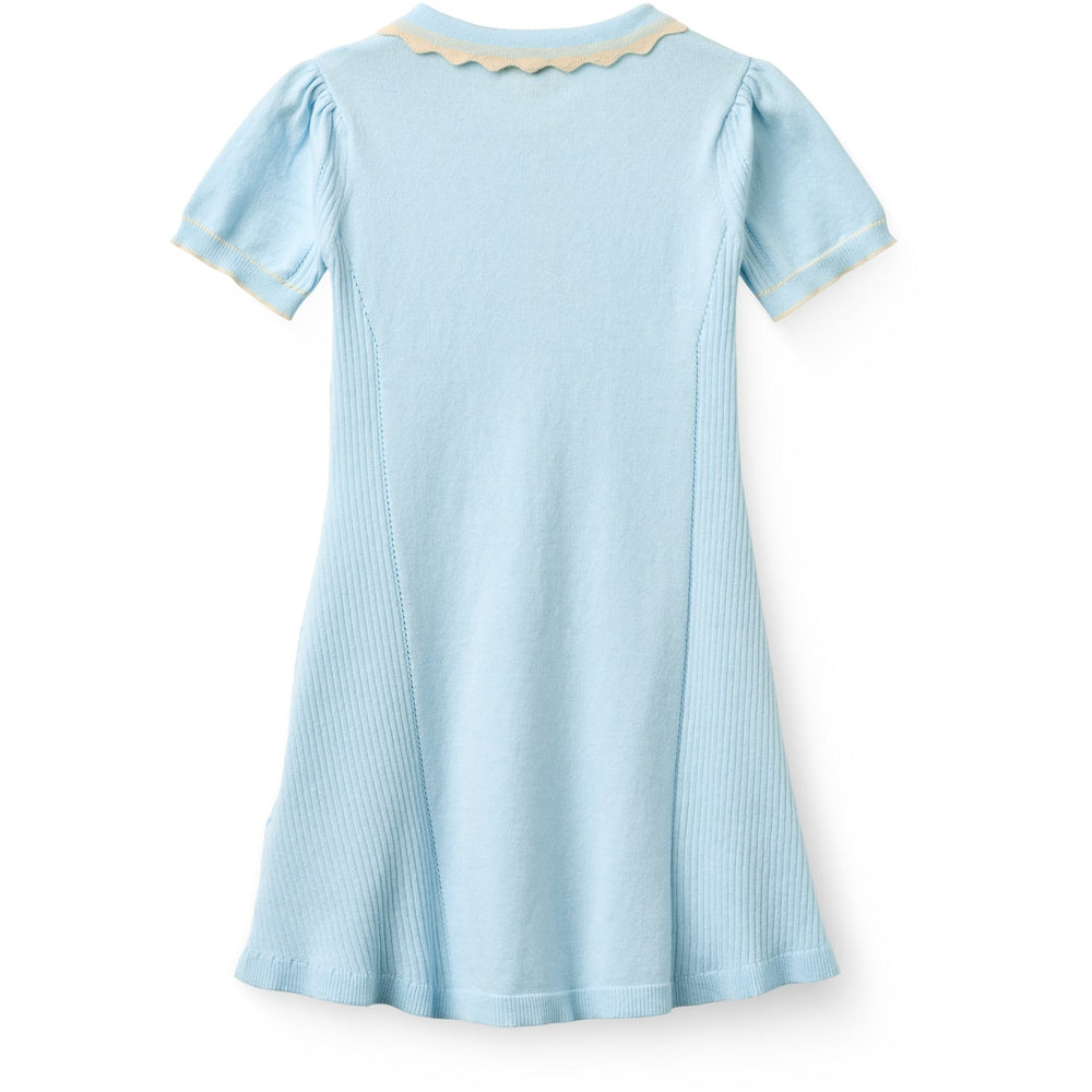 Køb COPENHAGEN COLORS Ice Blue Comb Strikket Peplum Kjole
