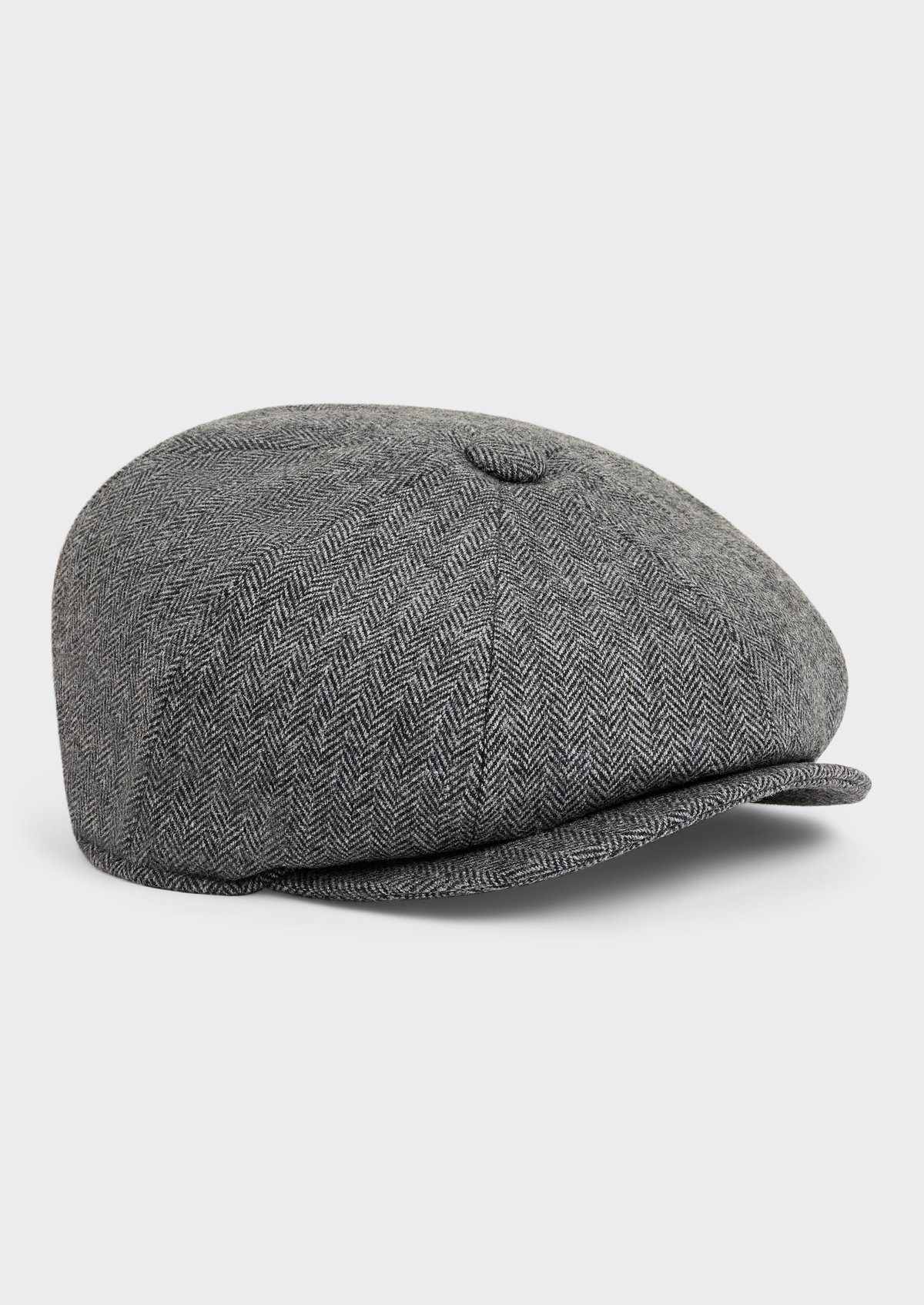 Casquette en tweed de laine mélangée unie grise