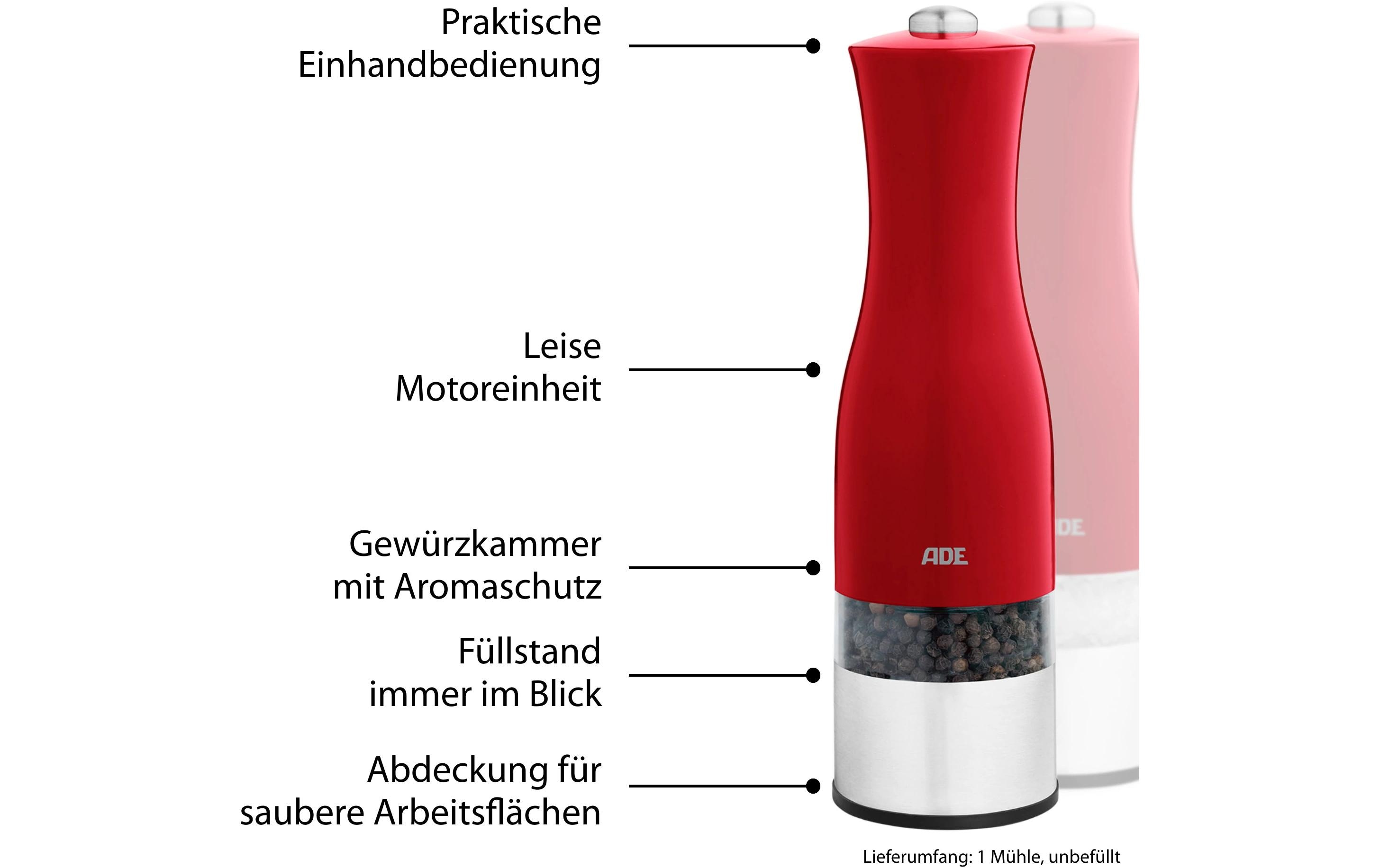 Salz- und Pfeffermühle 20.5 cm, RotElektrische Salz- und Pfeffermühle